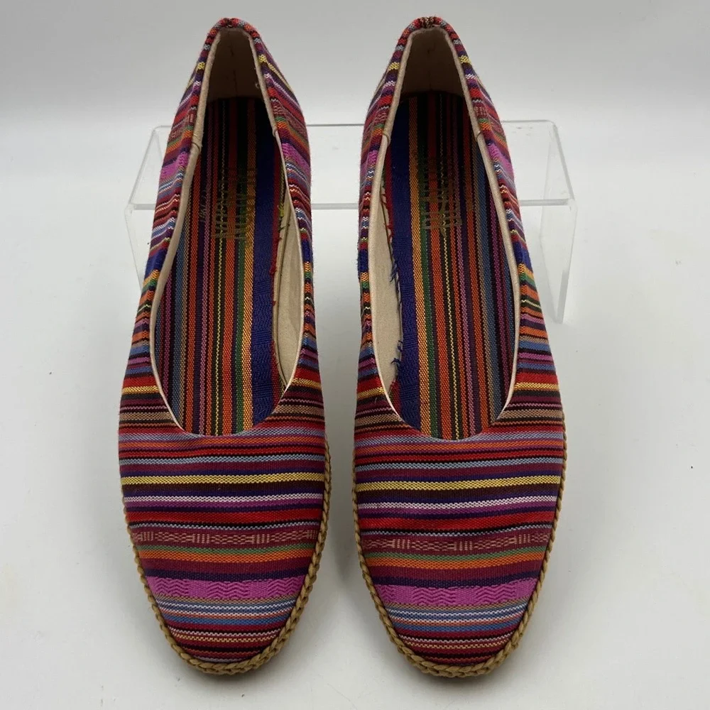 Marino Espadrille Flats Womens 7.5 SS Multi Color Striped Boho Summer Shoes‎